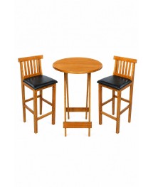 Mesa Bistrô Redonda com 02 Banquetas Estofadas - Mel